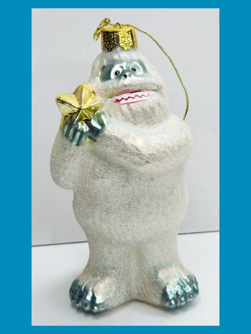 Vintage Bumble Abominable Snowman Blown Glass Frosted Ornament